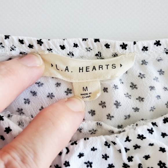 1127 * L.A. Hearts Polka Dot Baby Doll Dress White Black Size M - Picture 3 of 10